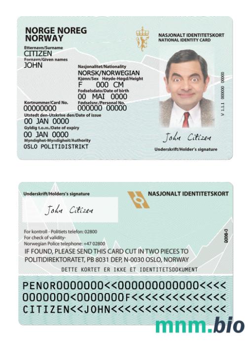 Karta identyfikacyjna Norwegii wersja 2